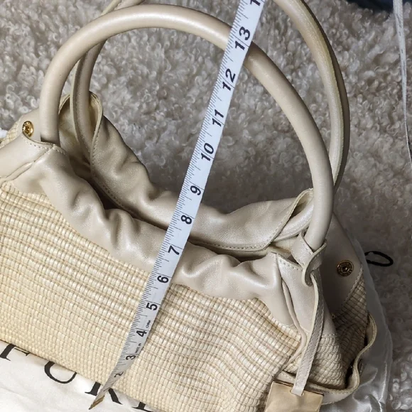 Furla Cream Woven Bag with Gold Accent - Picture 9 of 11
